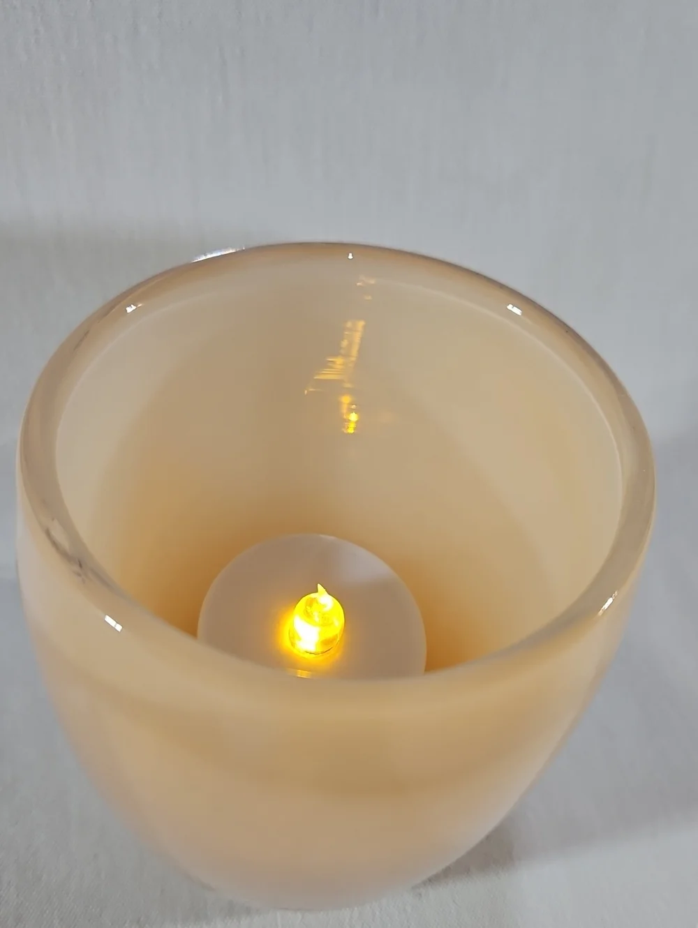 Pre-Triskelion Glassybaby Creamy Peach Votive Candle Holder, #1